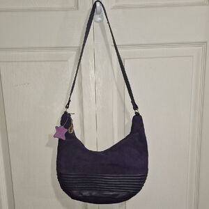 Vintage Toni Genuine Leather Suede Purple Medium Hobo Shoulder Bag